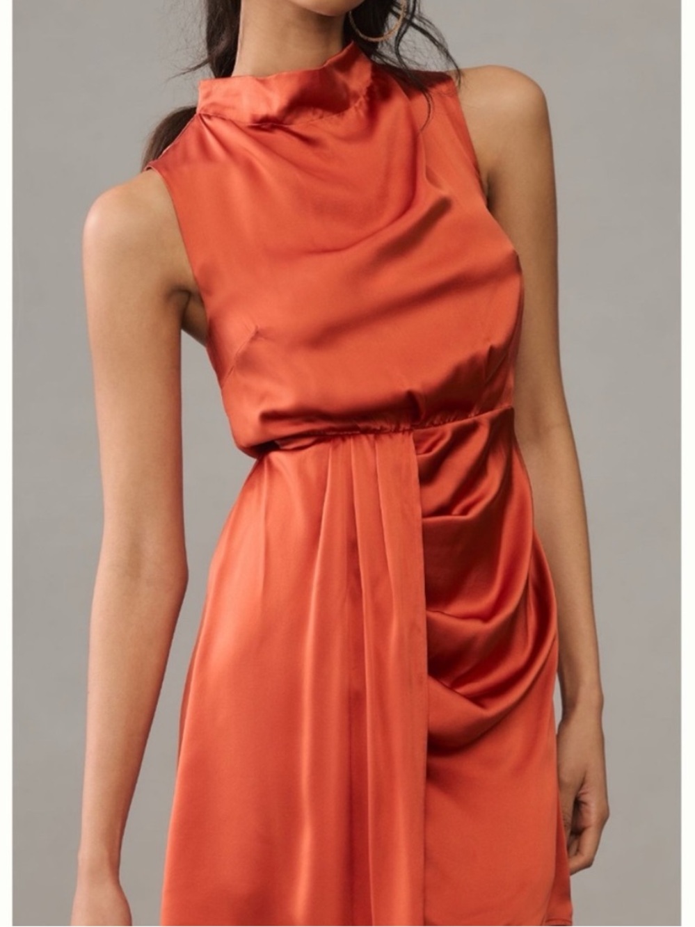 NWT Anthropologie Mock-Neck Draped 100% Silk Elegant Statement Dress , 12 - Picture 5 of 12